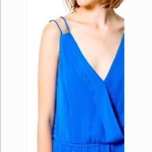 Zara blue silk faux wrap dress